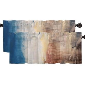 CAPSCEOLL Valances Curtains for Kitchen Windows with Branches of Green Rod Pocket Curtain Toppers Country Short Curtains Treatments for Bedroom Living Room Bathroom 52" X 18" 2 Panels