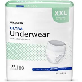 McKesson Ultra Underwear, Incontinence, Heavy Absorbency, 2XL, 12 Count