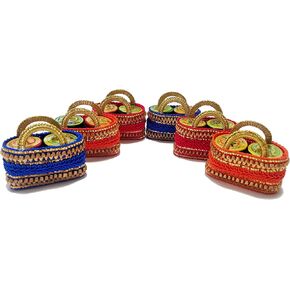 Haldi Kumkum | Set of 6 | Pasupu kumkum | Tamboolam | Pooja | Return Gift | Give Away | Made in India | HKBag3
