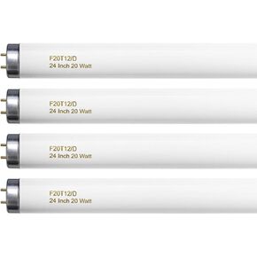 F20T12/D 20 Watt Light Bulb Daylight, 24 Inch T12 Fluorescent Tube 20W Compatible with Philips Sylvania GE Light Fixture 1400lm G13 Cap 4 Count
