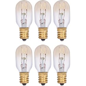 Simba Lighting T6.5 25W Replacement Bulb (6 Pack) for Himalayan Salt Rock and Basket, Plug in Aromatic Wax Warmer, Night Light, Mini Tube Shape, 120V, E12 Candelabra Base, Dimmable, 2700K Warm White