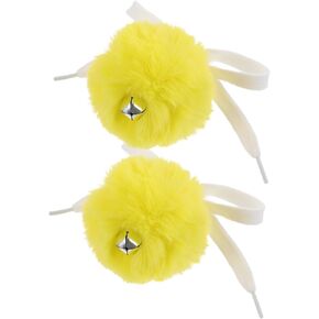 BRIGHTFUFU 2Pcs Roller Skate Pompom Balls with Bells Fuzzy Decorative Accessories for Quad Roller Skates Fluffy Tie Pompoms for Girls and Women Fun Roller Skate Accessories
