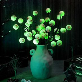 Halloween Decoration Glow in The Dark Eyeball Halloween Branches Picks with Eyeballs 40 Glow in The Dark Eyeball Bouncy Ball Indoor Fluorescent Scary Eyes Lights for Vases Arrangement