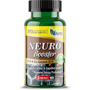 America Medic & Science Neuro Booster (60 Capsules) | Nutritional Supplement for Brain Health | Vitamin Pills for Better Memory and Cognitive Function | with Coenzyme Q10, ALA, and Acetyl L-Carnitine