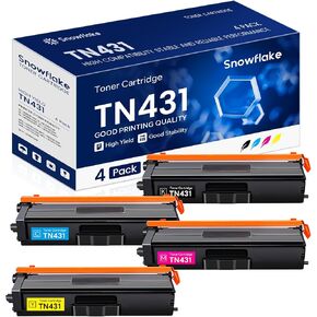 4 عبوات TN-431 TN431 متوافقة مع TN431BK TN431C TN431M TN431Y مجموعة خرطوشة حبر أسود سماوي وأرجواني أصفر بديلة لطابعة Brother MFC-L8900CDW MFC-L8610CDW MFC-L9570CDW HL-L8360CDW.