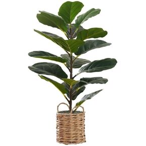 Monarch Specialties I 9505 Artificial Plant, 28" Tall, Fiddle Tree, Indoor, Faux, Fake, Floor, Greenery, Potted, Real Touch, Decorative, Green Leaves