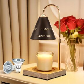 مصباح تدفئة الشموع من LOHAS مع نقش I Love You، سطوع قابل للتعديل، مؤقت 2/4/8 ساعة، مناسب لشمعة الجرة الكبيرة، هدية مثالية لعيد الحب لها