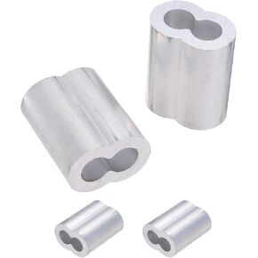 PATIKIL 1/2"/ 12mm Aluminum Crimping Loop Sleeves, 2Pcs Cable Crimp Ferrules Wire Rope Sleeves Loops for Rigging Railing, Silver Tone