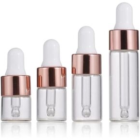 Eye Dropper Bottle Rose for Essential Oils, 4pcs of 1-5ml Glass Bottles with Eye Droppers Tincture Bottles, Leak Proof Travel Bottles