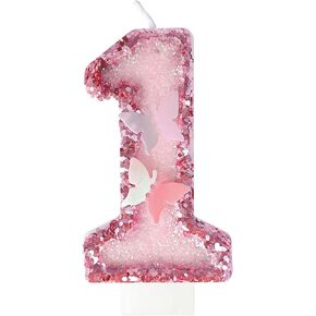 6th Birthday Candles，Glitter Butterfly Cake Toppers Pink Sequins Wedding Numeral Cupcake Decorations，Suitable for Girl and boy Wedding Cakes, Party Celebrations, Birthday Decorations