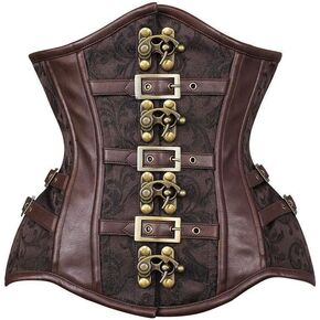 Daisy corsets Womens Top Drawer Brown Brocade Steampunk Steel Boned Underbust Corset