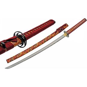 39" Flaming Skull Carbon Steel Replica Katana Sword with ABS Printed Scabbard