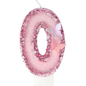 6th Birthday Candles，Glitter Butterfly Cake Toppers Pink Sequins Wedding Numeral Cupcake Decorations，Suitable for Girl and boy Wedding Cakes, Party Celebrations, Birthday Decorations