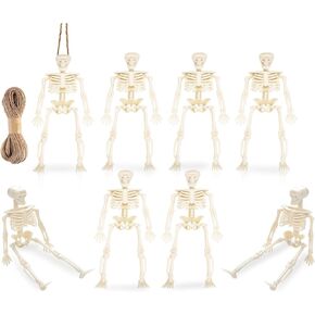 8PCS Small Skeleton Halloween Decorations 6 Inch Mini Skeletons Figurines for Halloween Indoor Outdoor Hanging Décor Skeleton Toys Party Favors