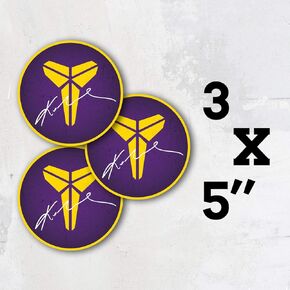 Koby Bryant Logo Signature Vinyl Lakers Basketball Los Angeles Sticker Decal Set of 3 Pieces - 5'' x 5''