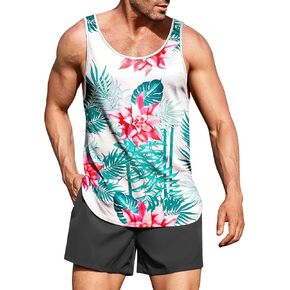 COOFANDY Mens Graphic Tank Tops Black Floral Print Tank Men Tropical Hawaiian Graphic Tank Tops for Men XL Black in Saudi Arabia
