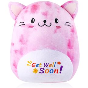 Get Well Soon Gift Cat Plush Cow Stuffed Animal Hug Pillow Sympathy Gift Get Well Toy Gifts for Kids Boys Girls Women(Cat)