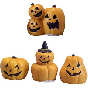 VOSAREA 4pcs Halloween Mini Resin Pumpkins Tiny Ghost Pumpkin Ornaments Resin Jack-O-Lantern Statue Resin Halloween Ornaments Fall Decorations for Halloween Adornment