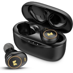 Monster Wireless Earbuds, Achieve 300 AirLinks Bluetooth Headphones Touch Control with Charging Case, Bluetooth Earbuds with Fast Charging for Sport, MH12005, Deep Black Gold