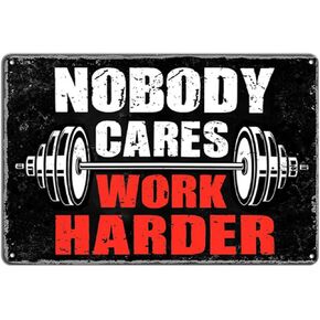 Gym Posters For Home Gym Motivational Wall Art Decor Gym Room Tin Sign Nobody Cares Work Harder Sign Gym Metal Signs Boxing Poster Funny Garage Work Signs Motivation Workout Posters 8x12 Inch