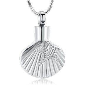 Shell Urn Necklace for Ashes Cremation Jewelry Stainless Steel Seashell Ash Pendants Memorial Necklace Keepsake Jewelry for Pet Human Ashes With Filler Tool