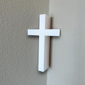 Modern Corner Wall Cross, Easy hanging, White, Christian wall crosses, Turn any room into a place of worship, Made In USA.