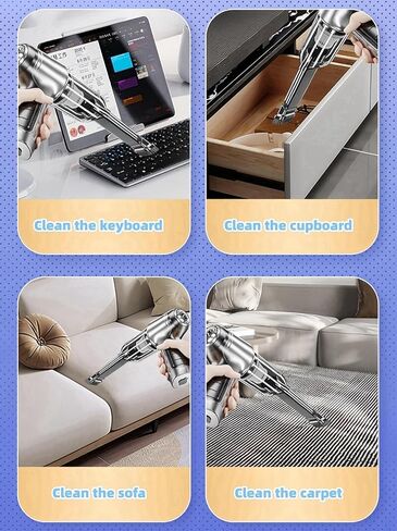 Handheld Car Vacuum Cleaner, 6500R Vacuum Cleaner and Air Duster, 120W High Power Wet and Dry Handheld Car Vacuum Cleaner with LED Light and Multi-Nozzles for Car, Home, Office, Pet in Saudi Arabia