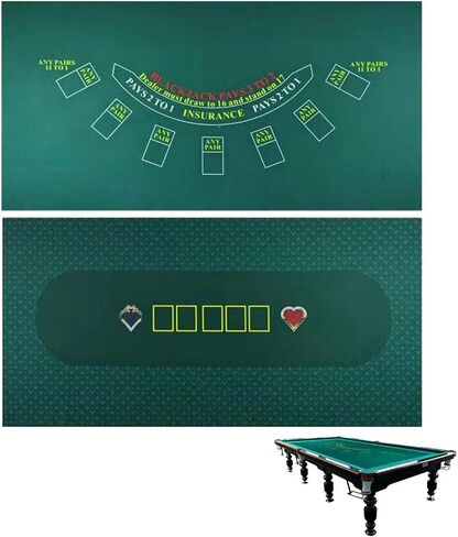 84 X 42 Inches Texas Holdem/Blackjack and Roulette/Craps Gambling Tablecloth, Flannel, Double Sides,100% Durac Waterproof, Washable and Ironable. (Green) in Saudi Arabia