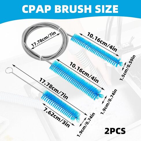 فرشاة تنظيف لخرطوم CPAP، تنظيف أنابيب بطول 7 أقدام وفرشاة تنظيف أنبوب CPAP بقطر 15 مم 19 مم متوافقة مع معظم مستلزمات تنظيف CPAP من نوع خرطوم CPAP (أزرق) in Kuwait