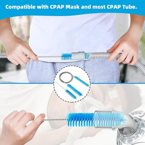فرشاة تنظيف لخرطوم CPAP، تنظيف أنابيب بطول 7 أقدام وفرشاة تنظيف أنبوب CPAP بقطر 15 مم 19 مم متوافقة مع معظم مستلزمات تنظيف CPAP من نوع خرطوم CPAP (أزرق) in Kuwait