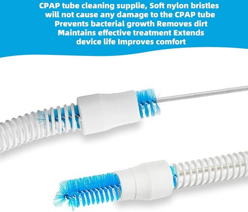فرشاة تنظيف لخرطوم CPAP، تنظيف أنابيب بطول 7 أقدام وفرشاة تنظيف أنبوب CPAP بقطر 15 مم 19 مم متوافقة مع معظم مستلزمات تنظيف CPAP من نوع خرطوم CPAP (أزرق) in Kuwait