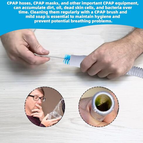 فرشاة تنظيف لخرطوم CPAP، تنظيف أنابيب بطول 7 أقدام وفرشاة تنظيف أنبوب CPAP بقطر 15 مم 19 مم متوافقة مع معظم مستلزمات تنظيف CPAP من نوع خرطوم CPAP (أزرق) in Kuwait