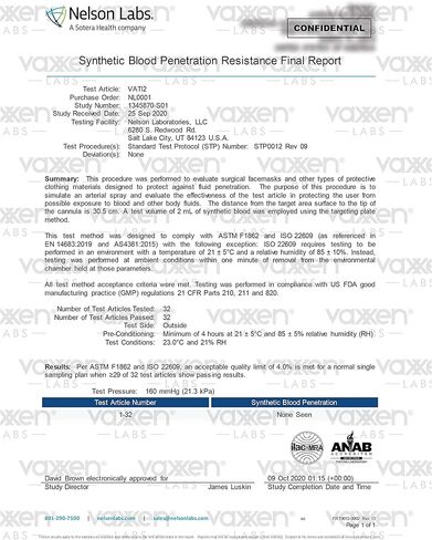 أقنعة الوجه الإجرائية ASTM المستوى 3 (صندوق مكون من 50 قطعة) - مقاس البالغين L/XL - صنع في الولايات المتحدة الأمريكية in Kuwait