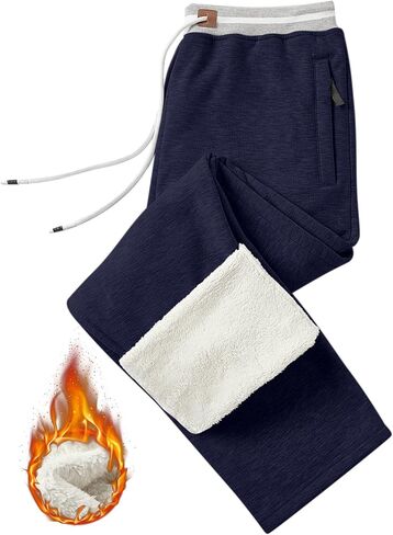 بنطال رياضي رجالي مزود بجيوب بسحاب، سروال رياضي للركض والركض، مبطن بالصوف الناعم، برباط الخصر، سروال يوجا رياضي للجري in Kuwait