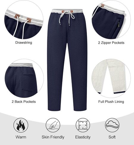 بنطال رياضي رجالي مزود بجيوب بسحاب، سروال رياضي للركض والركض، مبطن بالصوف الناعم، برباط الخصر، سروال يوجا رياضي للجري in Kuwait