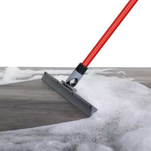 Heavy Duty Floor Squeegee for Concrete and Tile Floor - Silicone Squeegee Broom Floor Scrubber - Large Single Cast Rubber Blade Aluminum Long Handle 360° Swivel Joint - Garage Shower Window Cleaning in Saudi Arabia