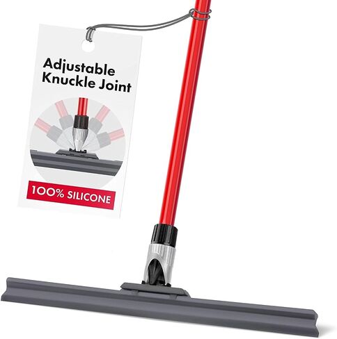Heavy Duty Floor Squeegee for Concrete and Tile Floor - Silicone Squeegee Broom Floor Scrubber - Large Single Cast Rubber Blade Aluminum Long Handle 360° Swivel Joint - Garage Shower Window Cleaning in Saudi Arabia