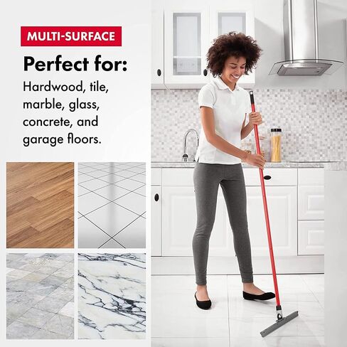 Heavy Duty Floor Squeegee for Concrete and Tile Floor - Silicone Squeegee Broom Floor Scrubber - Large Single Cast Rubber Blade Aluminum Long Handle 360° Swivel Joint - Garage Shower Window Cleaning in Saudi Arabia