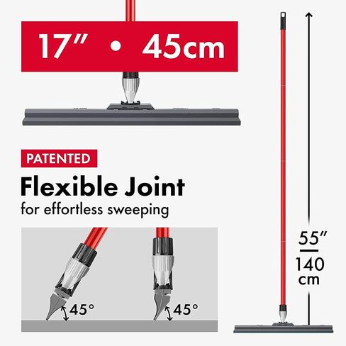 Heavy Duty Floor Squeegee for Concrete and Tile Floor - Silicone Squeegee Broom Floor Scrubber - Large Single Cast Rubber Blade Aluminum Long Handle 360° Swivel Joint - Garage Shower Window Cleaning in Saudi Arabia