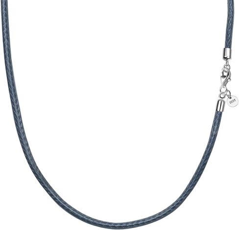 Leather Necklace for Men Women 925 silver buckle Cord Chain Waterproof 18''-24''optional 2.5mm Rope Chain DIY for Pendant With gift box in Kuwait