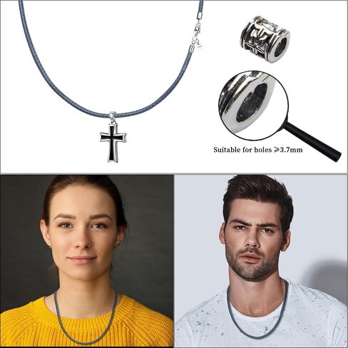 Leather Necklace for Men Women 925 silver buckle Cord Chain Waterproof 18''-24''optional 2.5mm Rope Chain DIY for Pendant With gift box in Kuwait