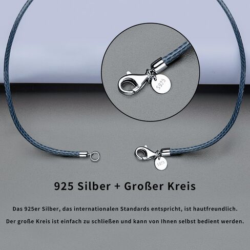 Leather Necklace for Men Women 925 silver buckle Cord Chain Waterproof 18''-24''optional 2.5mm Rope Chain DIY for Pendant With gift box in Kuwait