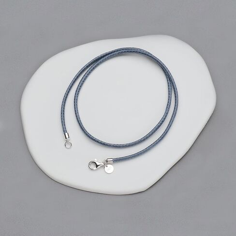 Leather Necklace for Men Women 925 silver buckle Cord Chain Waterproof 18''-24''optional 2.5mm Rope Chain DIY for Pendant With gift box in Kuwait