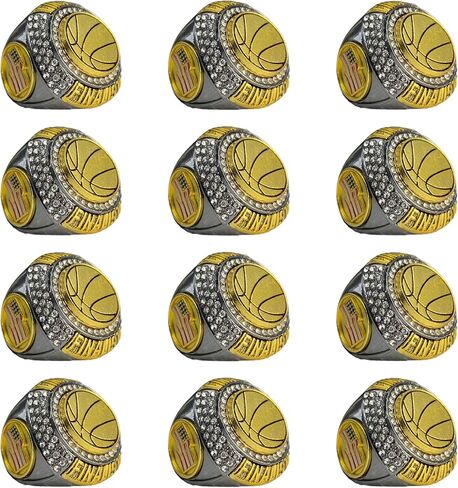 1 or 12 Pack Basketball Championship Trophy Ring Award Gunmetal and Gold-Tone Gift for Tournament or League Champion Winner or Finalist in Saudi Arabia