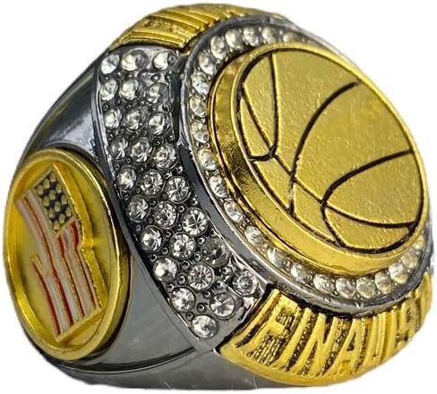 1 or 12 Pack Basketball Championship Trophy Ring Award Gunmetal and Gold-Tone Gift for Tournament or League Champion Winner or Finalist in Saudi Arabia