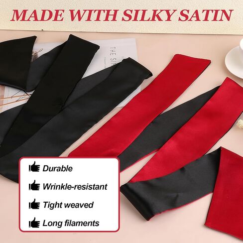 4Pcs Satin Sleep Mask Adjustable Blind Folds for Adult Play Soft Eye Cover Silk Sleeping Blindfold for Women Men Adult Couples (59inch, Black+Red) in Saudi Arabia