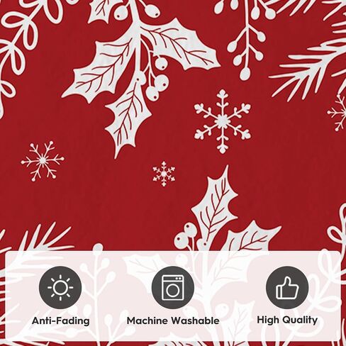 Artoid Mode Red Holly Snowflakes Christmas Area Rug, Xmas Winter Home Decor Low-Profile Non-Slip Washable Door Mat for Entryway Bedroom Living Room Laundry Room Indoor 2x6 Feet in Saudi Arabia