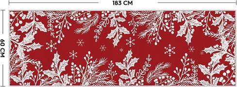Artoid Mode Red Holly Snowflakes Christmas Area Rug, Xmas Winter Home Decor Low-Profile Non-Slip Washable Door Mat for Entryway Bedroom Living Room Laundry Room Indoor 2x6 Feet in Saudi Arabia