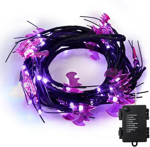 Halloween Spider Bat Shaped Light Atmosphere Decorative Light Rattan Light LED Simulated Tree - Purple in Saudi Arabia