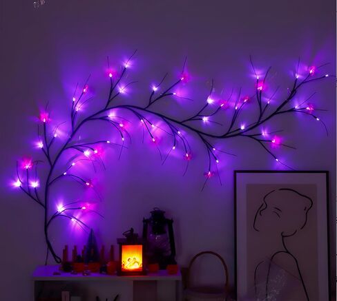 Halloween Spider Bat Shaped Light Atmosphere Decorative Light Rattan Light LED Simulated Tree - Purple in Saudi Arabia